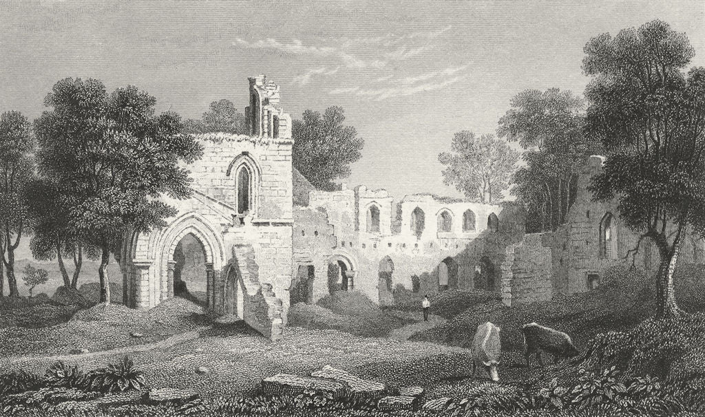FLINTSHIRE. Basingwerk abbey. Flint. remains c1831 old antique print picture